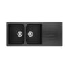 Forio 1160 Quartz Double Bowl Sink With Drainer Black