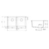 Forio 813 double bowl sink dimensions: 813mm x 457mm x 247mm with two 369mm bowls and 91mm waste outlet
