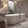 Lucito Bath Filler Floor Mounted Chrome In Bathroom Scene Lucito Bath Filler Floor Mounted Chrome