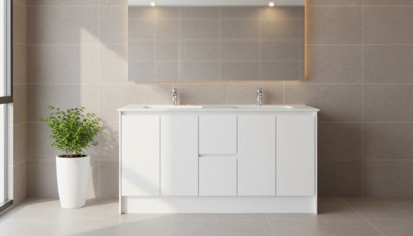 Akala 1500 Vanity WIth Double Bowl Top White
