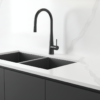 Arraso+Gooseneck+Pull+Out+SInk+Mixer+In+Black+On+A+White+Kitchen+Scene+Bathroom+Deals Arraso+Gooseneck+Pull+Out+SInk+Mixer+In+Black+On+A+White+Kitchen+Scene+Bathroom+Deals