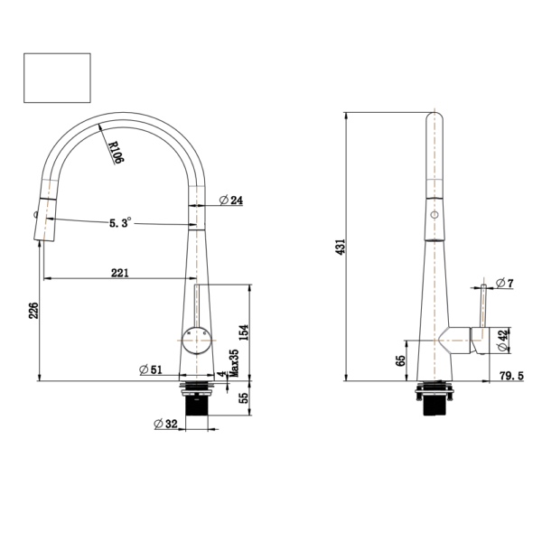 Arraso Pull Out Sink Mixer Dimensions Arraso Pull Out Sink Mixer Dimensions