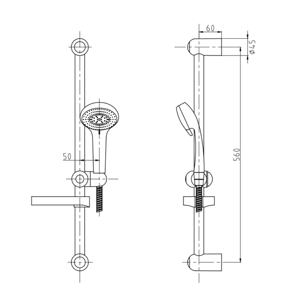 Catral Shower On Rail Drawing Catral Shower On Rail Drawing