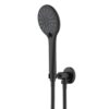 Coen 3 function shower on bracket in black with hand piece and flexible hose