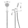 Dimension drawing for the Coen 3 function shower on bracket
