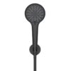Front view of the Coen 3 function shower on bracket in black