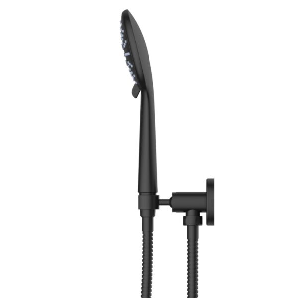 Side view of the Coen 3 function shower on bracket in black