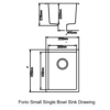 Forio Quartz Small Single Bowl Sink Drawing