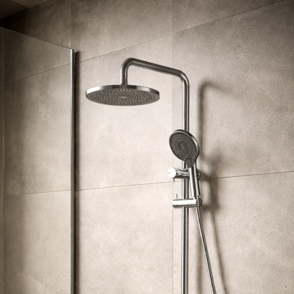 Lucito252BTwin252BShower252BOn252BRail252BABS252B250mm252BShower252BHead252BChrome252BBathroom252BDeals