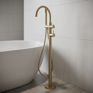 Lucito Bath Filler Brushed Brass In Bathroom Scene
