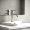 Lucito Curved Spout Basin Mixer Brushed Stainless On Basin