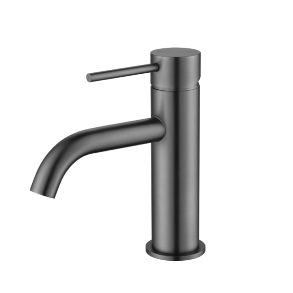 Lucito Curved Spout Basin Mixer Gun Metal