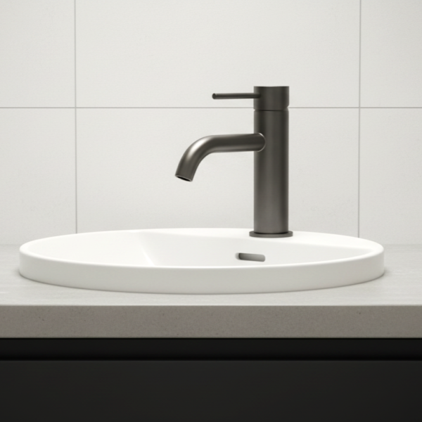 Lucito+Curved+Spout+Basin+Mixer+Gun+Metal+LUCBM-GM