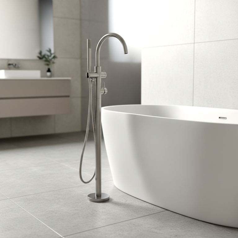 Lucito Freestanding Bath Filler In Brushed Nickel