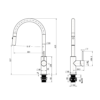 Lucito Gooseneck Pull Out Sink Mixer Dimensions