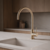 Lucito+Gooseneck+Sink+Mixer+Brushed+Brass+In+Kitchen+Sink+Bathroom+Deals