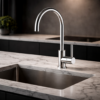 Lucito Gooseneck Sink Mixer Chrome on a Kitchen Bench Brisbane