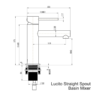 Lucito Straight Spout Basin Mixer Dimensions Lucito Straight Spout Basin Mixer Dimensions