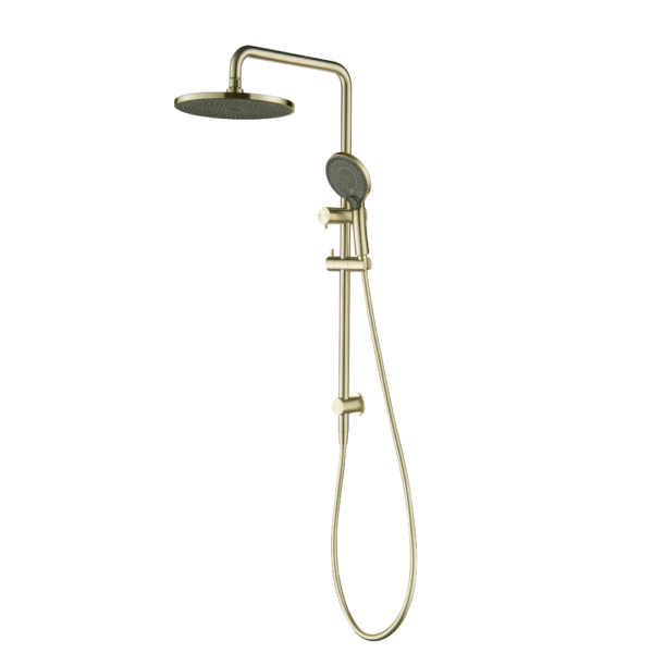 Lucito Twin Shower On Rail ABS 250mm Overhead Brushed Brass