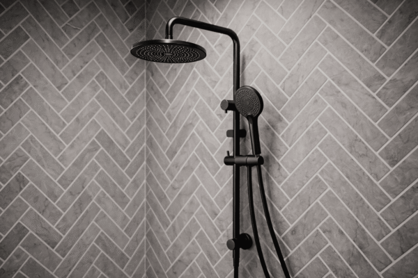 Lucito Twin Shower on Rail ABS 250mm Overhead Shower in Black In Shower Area Bathroom Deals Lucito Twin Shower on Rail ABS 250mm Overhead Shower in Black In Shower Area Bathroom Deals