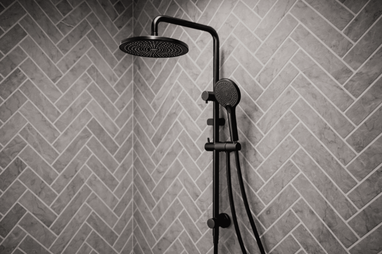 Lucito Twin Shower on Rail ABS 250mm Overhead Shower in Black In Shower Area Bathroom Deals