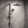 Lucito+Twin+Shower+On+Rail+ABS+250mm+Overhead+Shower+In+Brushed+Stainless+Steel+Bathroom+Deals