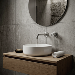 Lucito Wall Basin Mixer and Spout Brushed Stainless