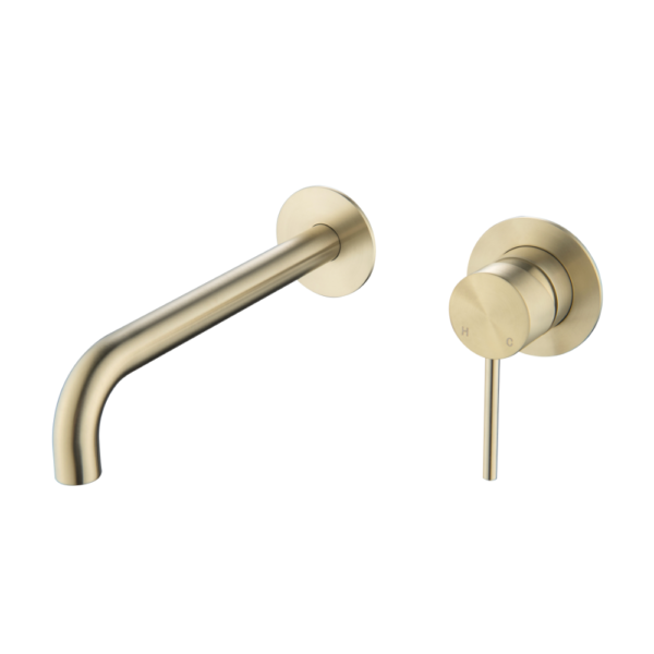 Lucito Wall Mixer and Spout Brushed Brass
