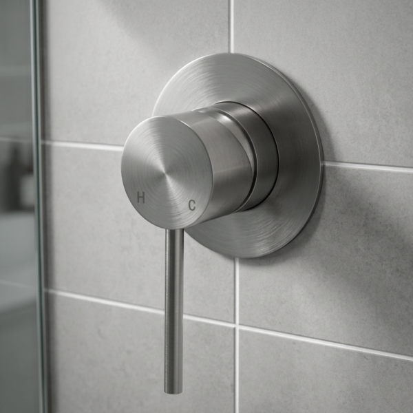 Lucito Wall Mixer in brushed stainless Lucito Wall Mixer in brushed stainless