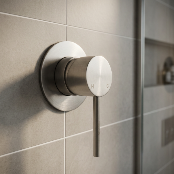 Lucito Wall Mixer In Brushed Stainless Steel In Shower Lucito Wall Mixer In Brushed Stainless Steel In Shower