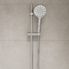 Murcia 3 function shower on rail in chrome mounted on a concrete tiled shower wall