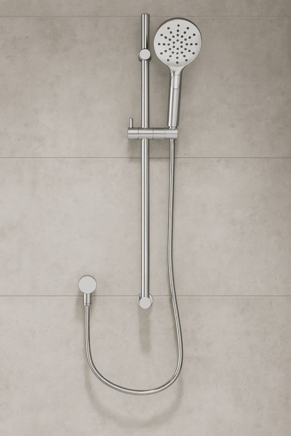Murcia 3 Function Shower On Rail Chrome Front View
