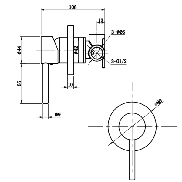 Murcia Wall Mixer Drawing