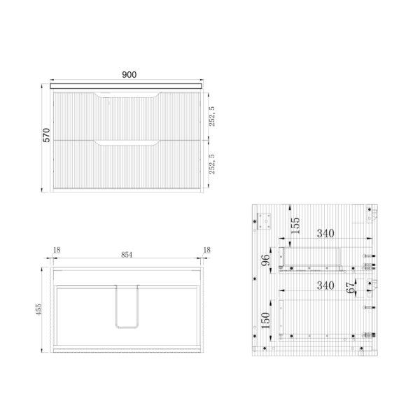 Nimis 900 Wall Hung Vanity Dimensions