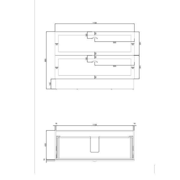 Shaker 1200mm Double Drawer Freestanding Vanity Dimensions