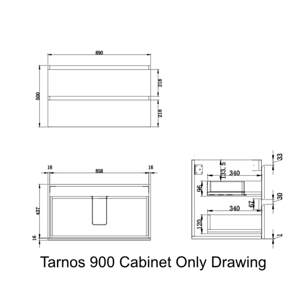 Tarnos 900 Wall Hung Vanity Cabinet Only Dimensions Tarnos 900 Wall Hung Vanity Cabinet Only Dimensions