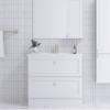 Viesti+900+Kicker+Double+Drawer+Vanity+Satin+White+With+VC+Top